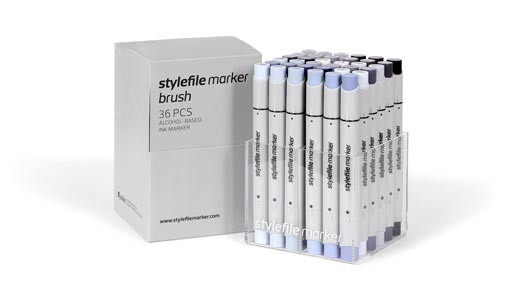 Stylefile Marker Brush 36 pcs set Grey