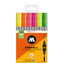 ONE4ALL™ Acrylic Twin 1,5mm/4mm 6x Neon Set-Clear Box